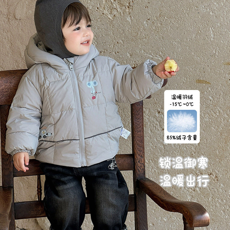 三折撤柜男童羽绒服冬装婴儿白鸭绒外出保暖衣服宝宝百搭连帽外套