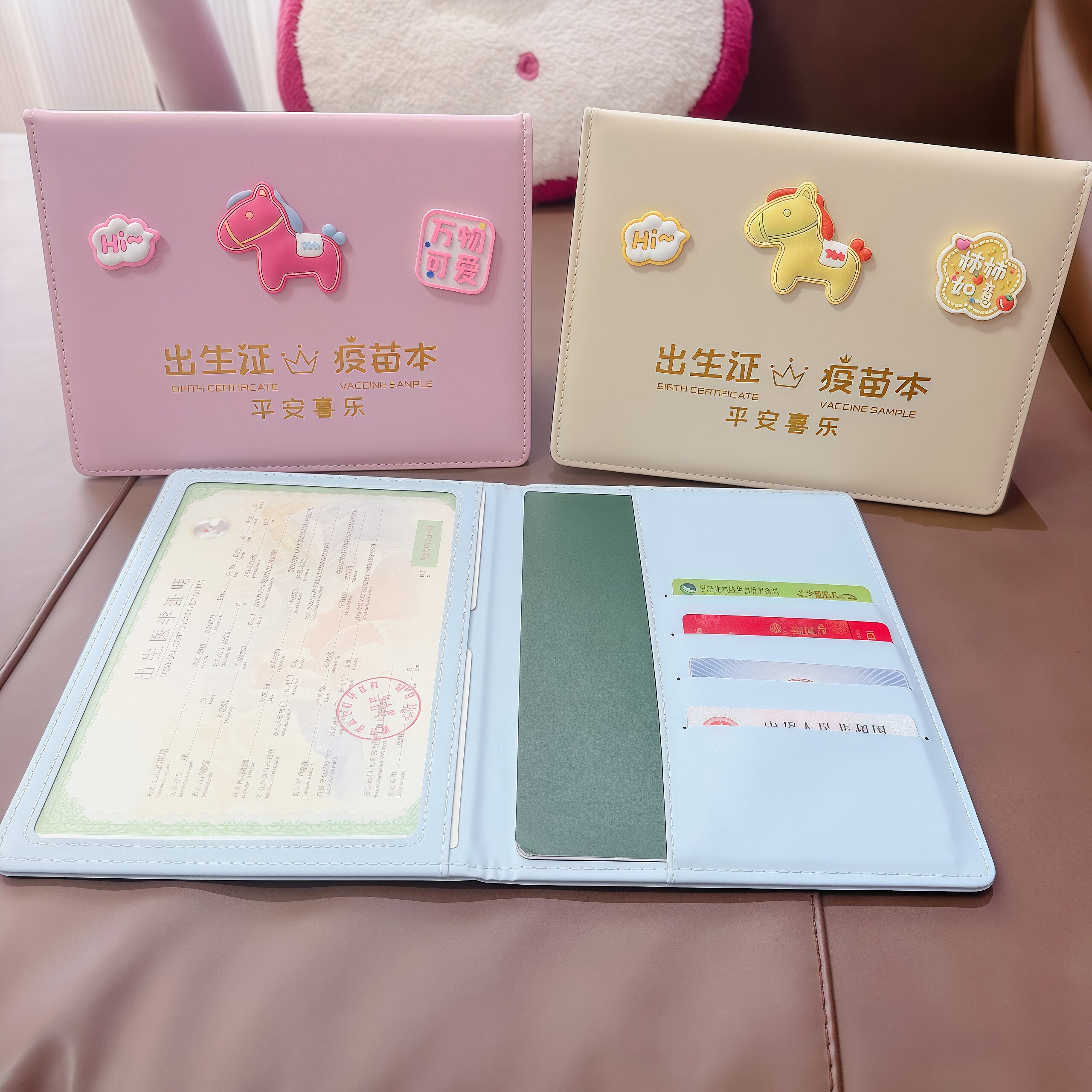 马年卡通马宝宝医学出生证明保护皮套可爱儿童预防接种证疫苗本套