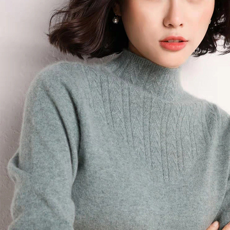 秋冬新款女半高领短款修身显瘦毛衫高端气质加厚打底针织毛衣女