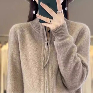 针织开衫外套大码女装春秋新款宽松加肥加大拉链毛衣胖MM显瘦上衣