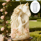 玫瑰骑士香薰蜡烛硅胶模具DIY马与少女扩香石手工皂石膏烘焙磨具