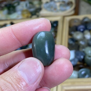 和田玉且末糖蓝随型珠子桶珠配饰老光工艺复古风藏式手串散珠配珠