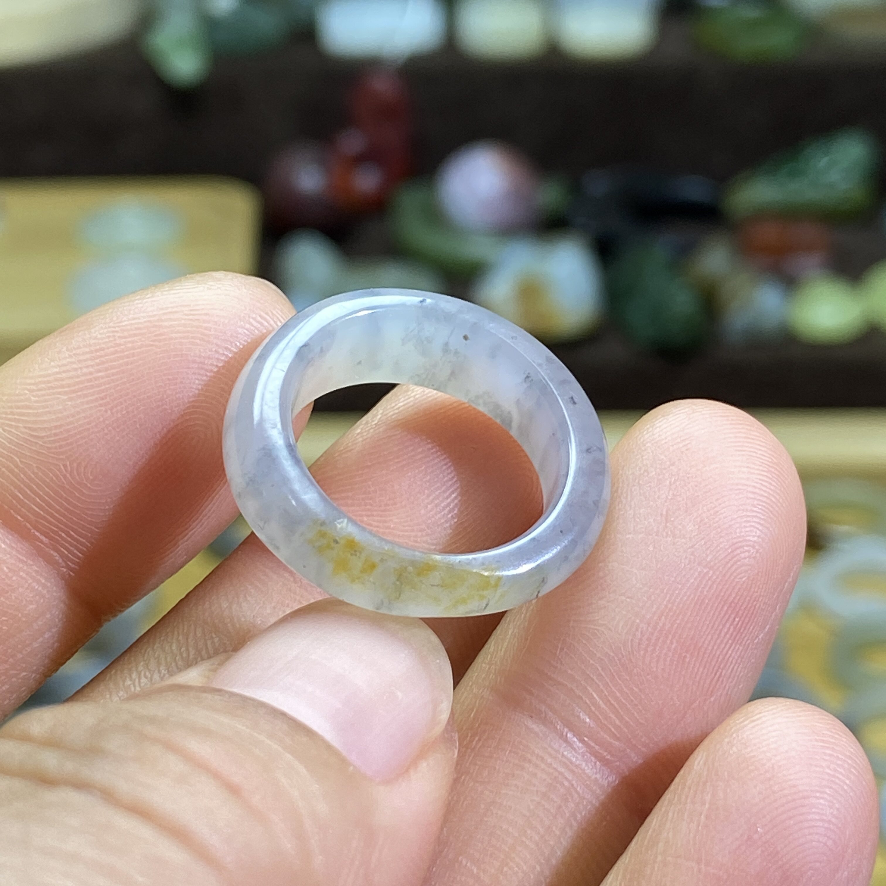 和田玉青花籽料洒金皮卡16随型戒指复古风戒圈文玩珠串跑圈挂饰