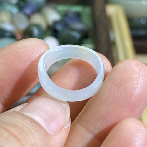 和田玉白玉籽料卡15满皮随型戒指跑环文玩珠串跑圈玉环挂饰