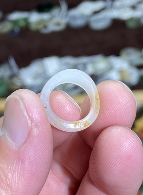 和田玉籽料卡12随型跑环白玉青花洒金皮满皮古风玉环文玩珠串挂饰