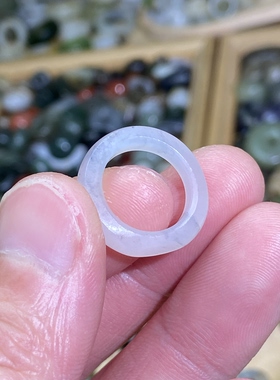 和田玉籽料卡14戒指飘墨青花满皮戒圈跑环古风玉环文玩珠串挂饰