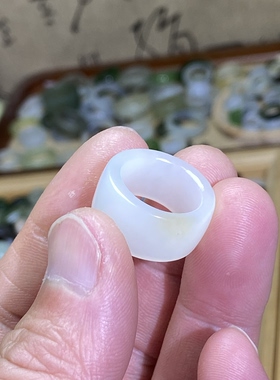 和田玉糖白玉宽版卡15戒指一口糖随型古风戒圈玉环文玩珠串跑环