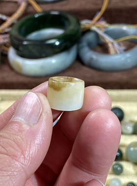 和田玉籽料跑环糖白玉满皮随型卡10跑圈复古风文玩珠串玉环配饰