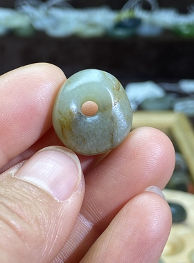 和田玉青花籽料满皮随型扣子配饰老光工艺复古风手编绳手链配珠