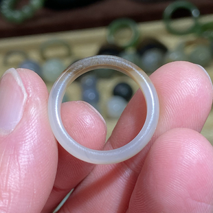 和田玉戒指且末糖白一口糖戒圈复古风指环手串项链跑环小圈口玉环