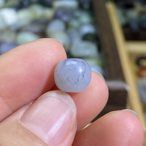 和田玉飘墨青花籽料9×10老型珠手工单珠复古风手链手串多宝配珠
