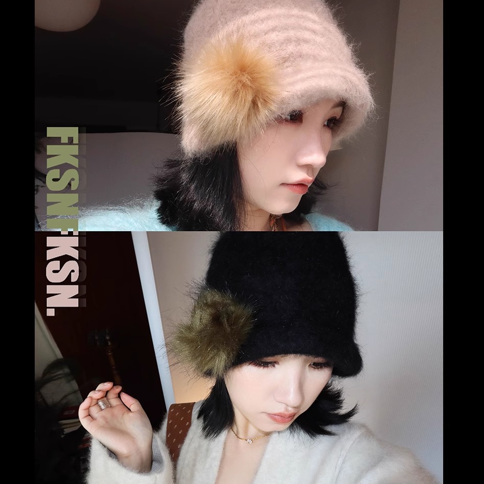 浮夸少女自制毛绒绒球球帽