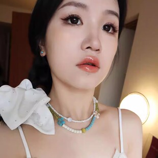 浮夸少女dayu原创彩色缤纷花朵系列串珠项链春夏新品色彩叠搭配饰