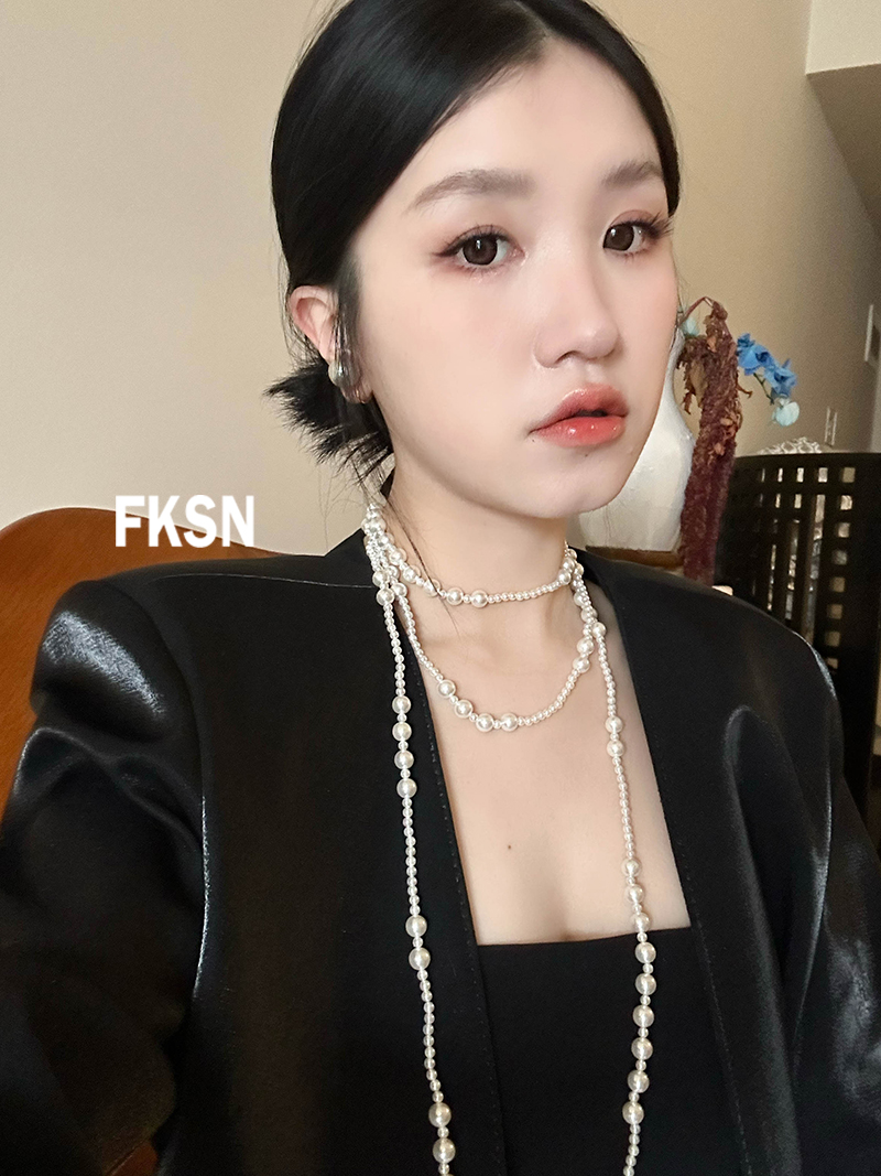 浮夸少女仿珍珠大小珍珠长项链