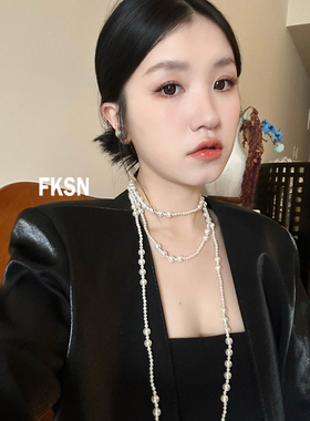 浮夸少女仿珍珠大小珍珠长项链