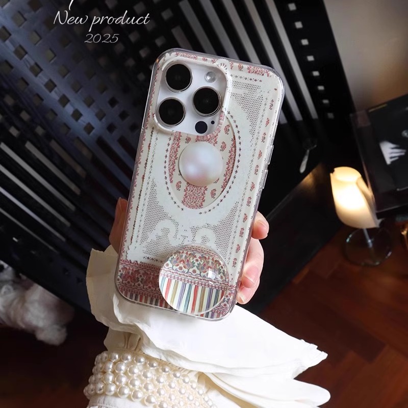 浮夸少女Dayu原创设计复古法式珍珠蕾丝复古春夏iphone15适用于手机苹果全包新款壳