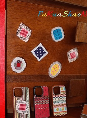 浮夸少女dayu 原创手工女孩设计拼布撞色时髦彩色 手机壳气垫支架