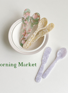 Morning Market 浪漫花纹奶油琥珀色 法式甜品勺 咖啡勺 黄油刀