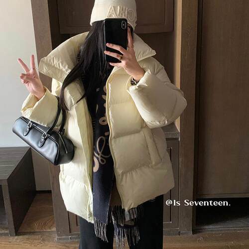 90白鸭绒超轻泡芙羽绒服中长款