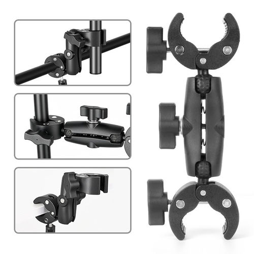 适配INSTA360/GOPRO运动相机大力双头夹摩托固定支架自行车手机夹