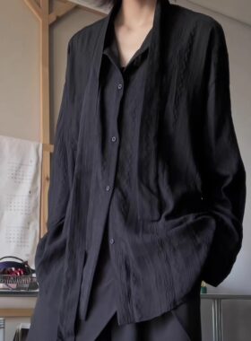 山本暗黑风无性别镂空肌理感衬衫