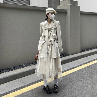 山本风小众立体花朵设计感宽松西装外套秋季cdg直角肩高级感西服