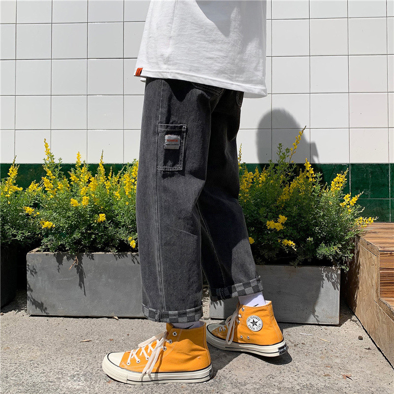 910A-T514港风四季宽松流行直筒休闲情侣牛仔裤，男装牛仔裤，星座910A