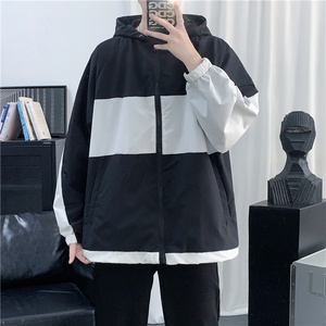910A 1020 秋季男士拼接宽松连帽牛仔夹克外套图片