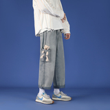 910A-Z91港风春秋新款情侣小熊牛仔裤，男装牛仔裤，星座910A