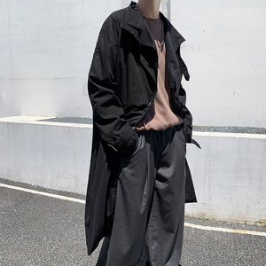 910A-Y33春装长款风衣情侣嘻哈潮流韩版宽松大码外套男