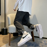 港风男士宽松直筒潮牌春秋季九分裤潮流纯色休闲牛仔裤，男装牛仔裤，星座910A