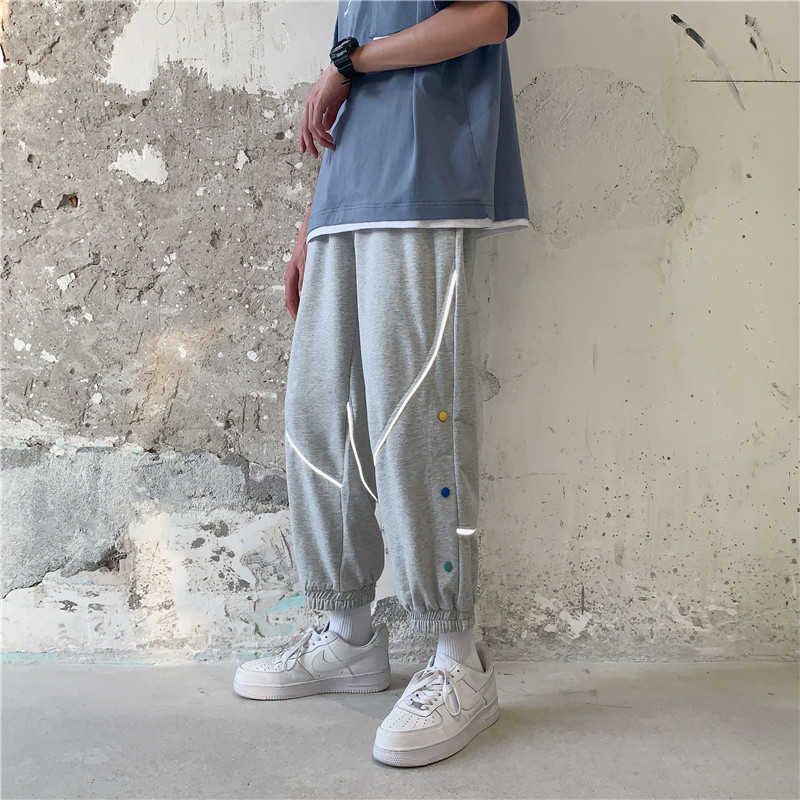 910A-606-P45港风春秋季宽松运动束脚裤,男装休闲裤,星座910A