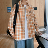 910A-C39港风春秋装流行衬衣休闲格子衬衫潮流男士，男装衬衫，星座910A