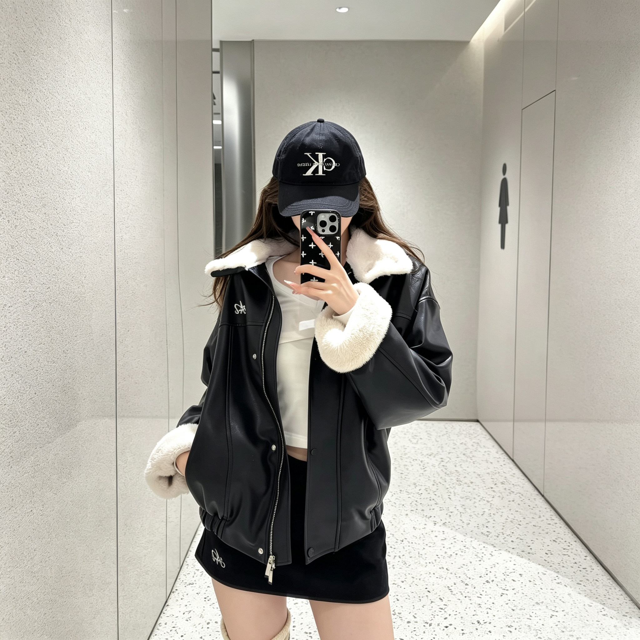 秋冬短款机车风加厚羊羔毛棉服
