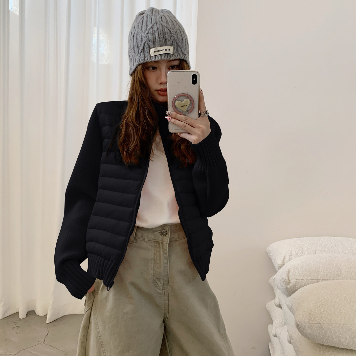 韩系短款轻薄立领小个子棉服女