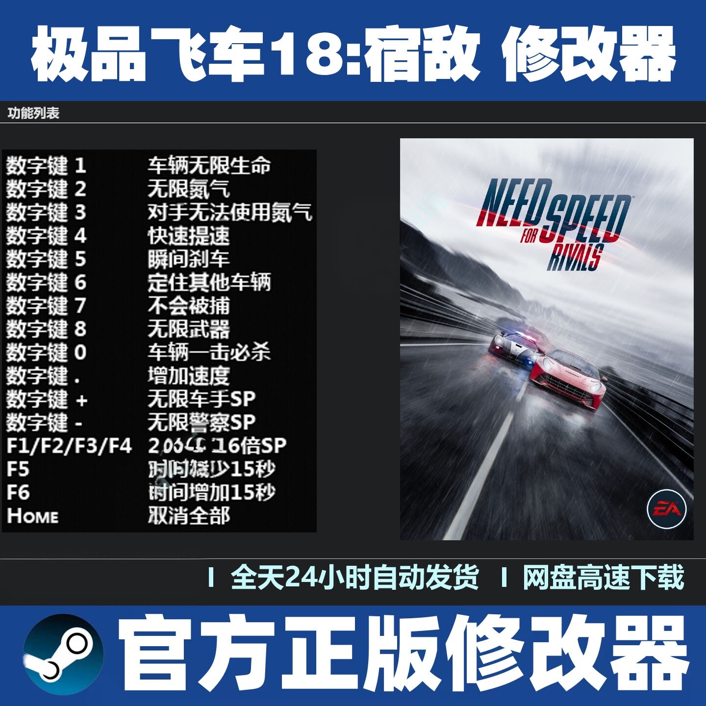 极品飞车18宿敌修改器Steam/Origin正版科技辅+助不含游戏