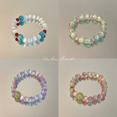 彩色猫眼叠戴手链 无厘头 原创渐变串珠夏日百搭手串手饰