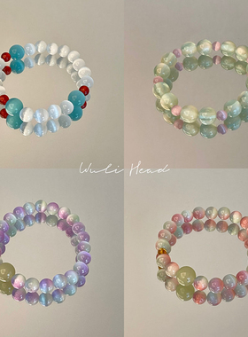 彩色百搭猫眼叠戴手链