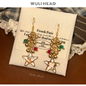 星语星愿 无厘头 原创圣诞氛围感红绿滴胶星星流苏串耳环耳夹