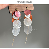 耳环耳夹 贝壳流苏度假风出片方圆脸长款 无厘头 红茶镜贝