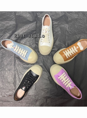 Marni pablo经典新款牛皮厚底系带防滑系带大头板鞋