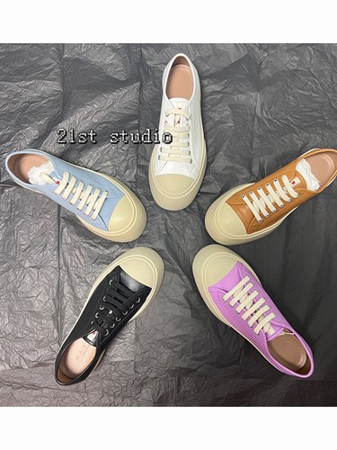 Marni pablo经典新款牛皮厚底系带防滑系带大头板鞋