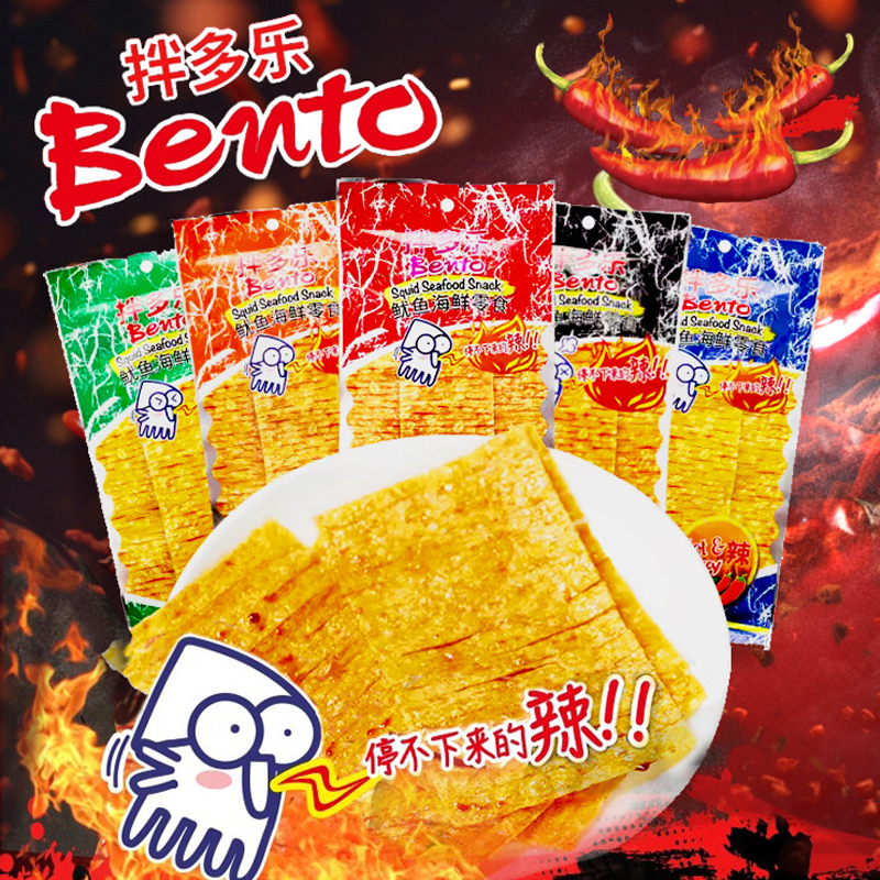 bento拌多乐泰国鱿鱼片进口儿童零食甜辣辣条辣即食海鲜休闲小吃