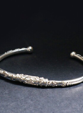 泰国佛饰品 龙婆boom 纯银手镯