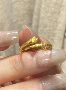爆款素金灵蛇戒指新款开口指环