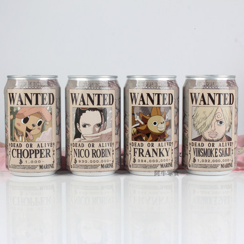 台湾Ocean Bomb海贼王悬赏通缉令限定版白葡萄味气泡水饮料330ml