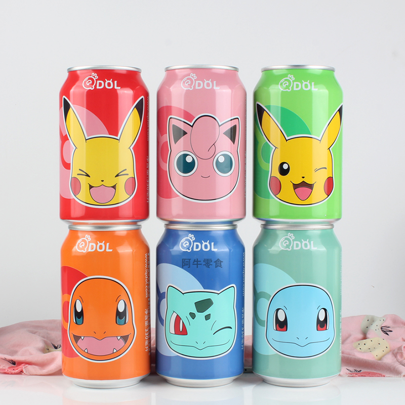 QDOL联名宝可梦/神奇宝贝白桃味青柠味气泡水汽水皮卡丘饮料包邮