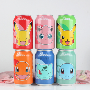 QDOL联名宝可梦/神奇宝贝白桃味青柠味气泡水汽水皮卡丘饮料包邮