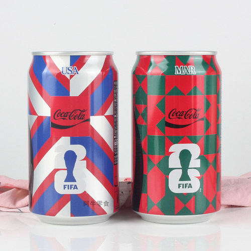 日本进口Coca－Cola/可口可乐FIFA世界杯旗帜收藏版碳酸饮料350ml