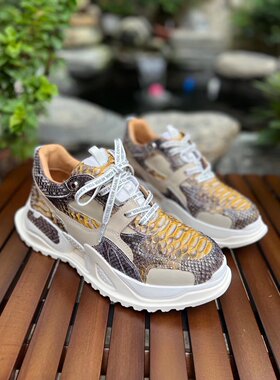 蟒蛇皮男鞋运动休闲2022年新款巨鳄老爹鞋时尚百搭潮流真皮机甲鞋